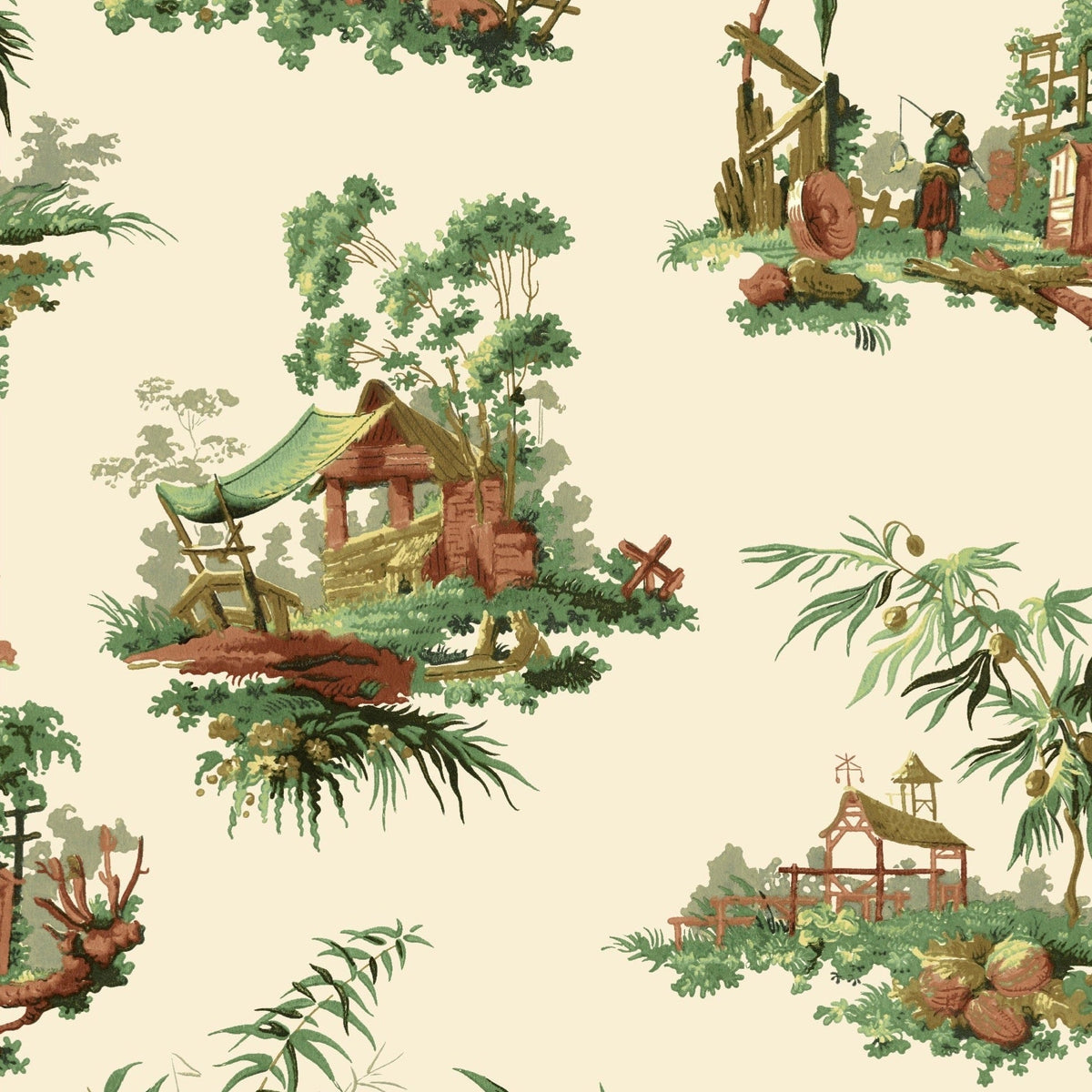 Vintage Oriental Wallpaper - Cream
