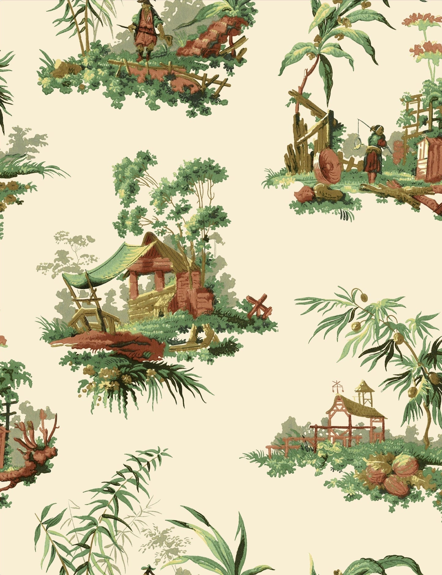 Vintage Oriental Wallpaper - Putty