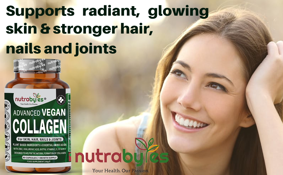 Advanced Vegan Collagen | Plant-Based Ingredients Including Essential Amino Acids | 90 Capsules | 1 Month | Hair, Skin, Nails and Joints | Collagen Supplements for Men & Women