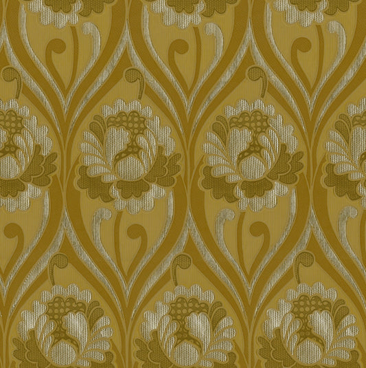 Vintage floral damask Wallpaper - Gold