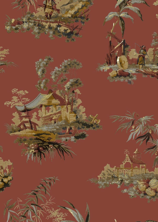 Vintage Oriental Wallpaper - Chinese Red