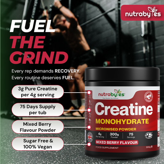 Flavoured Creatine Monohydrate Powder 300g (75 Servings) | Micronised Creatine Powder | Supplement for Women & Men | Vegan Certified