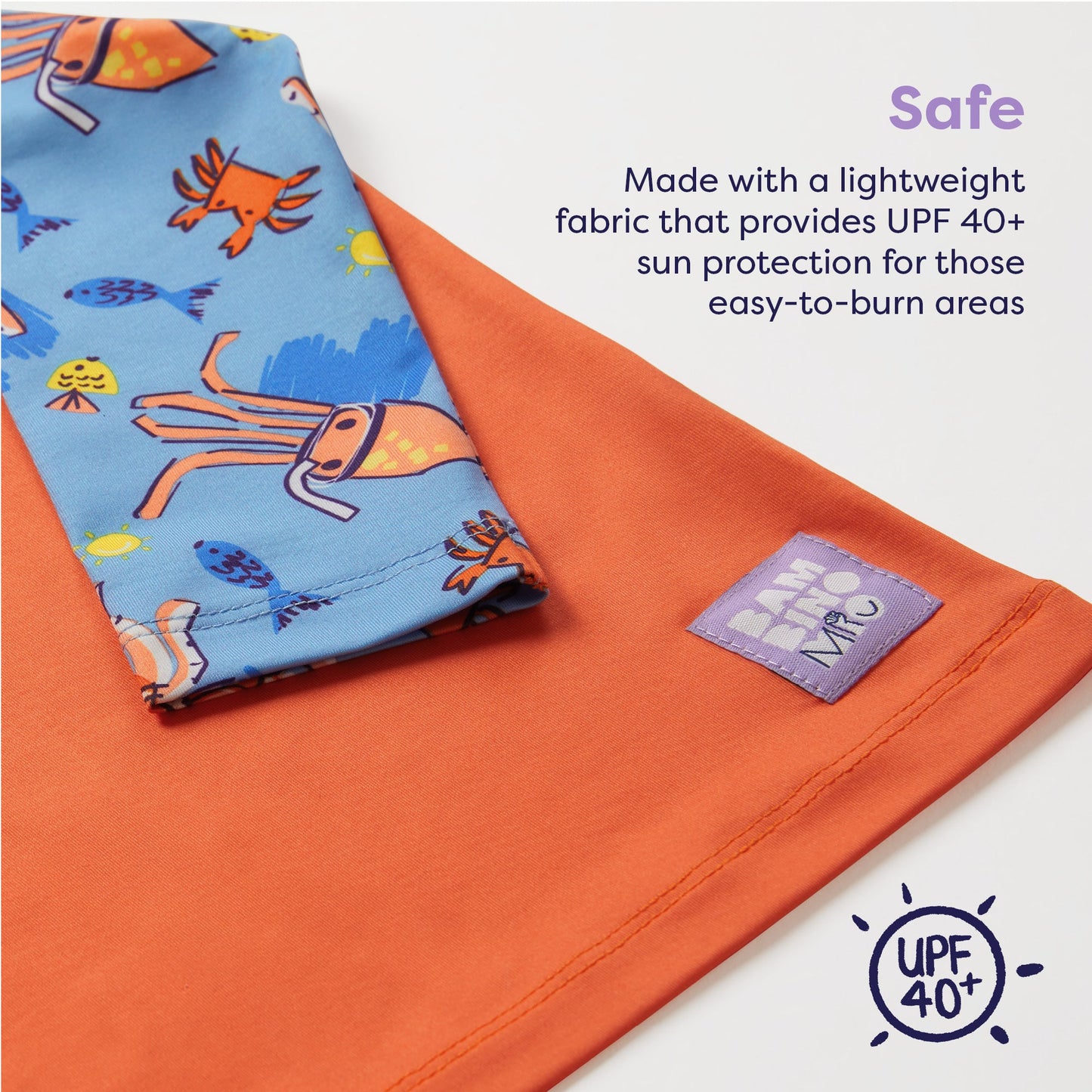 UPF 40+ Soft and Gentle Protective Swim Rash Vest in Sand Squad