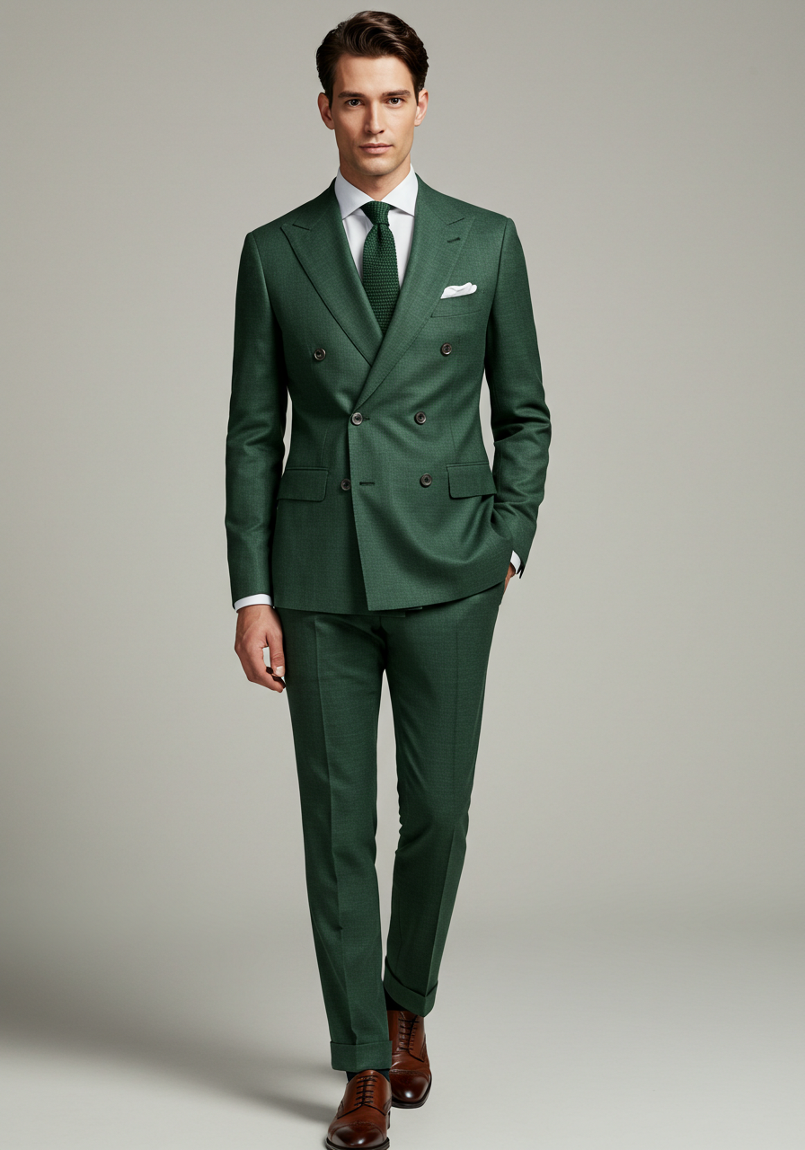 Green Double-Breasted Suit
