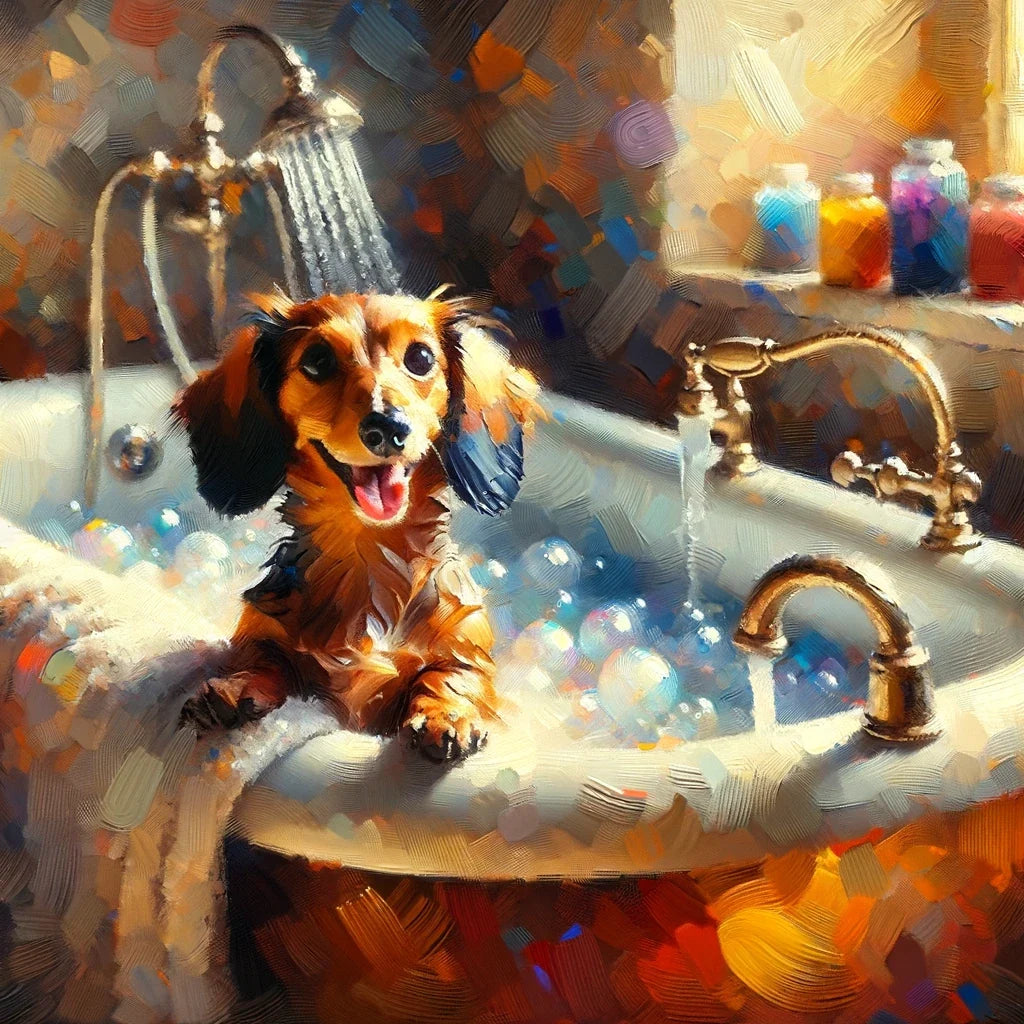Impressionist Dachshund Soak Canvas