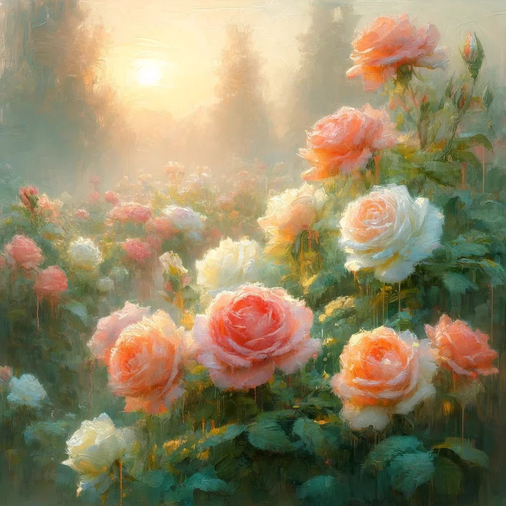 Impressionist Rose Morning Canvas