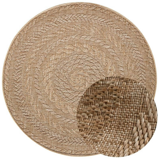 Indoor Outdoor Almendro Round Rug – Chevron Design
