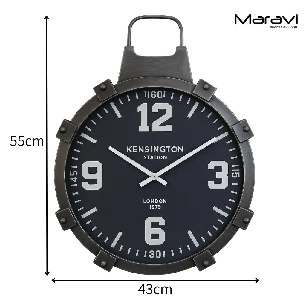 Industrial Style Wall Clock Gunmetal Grey
