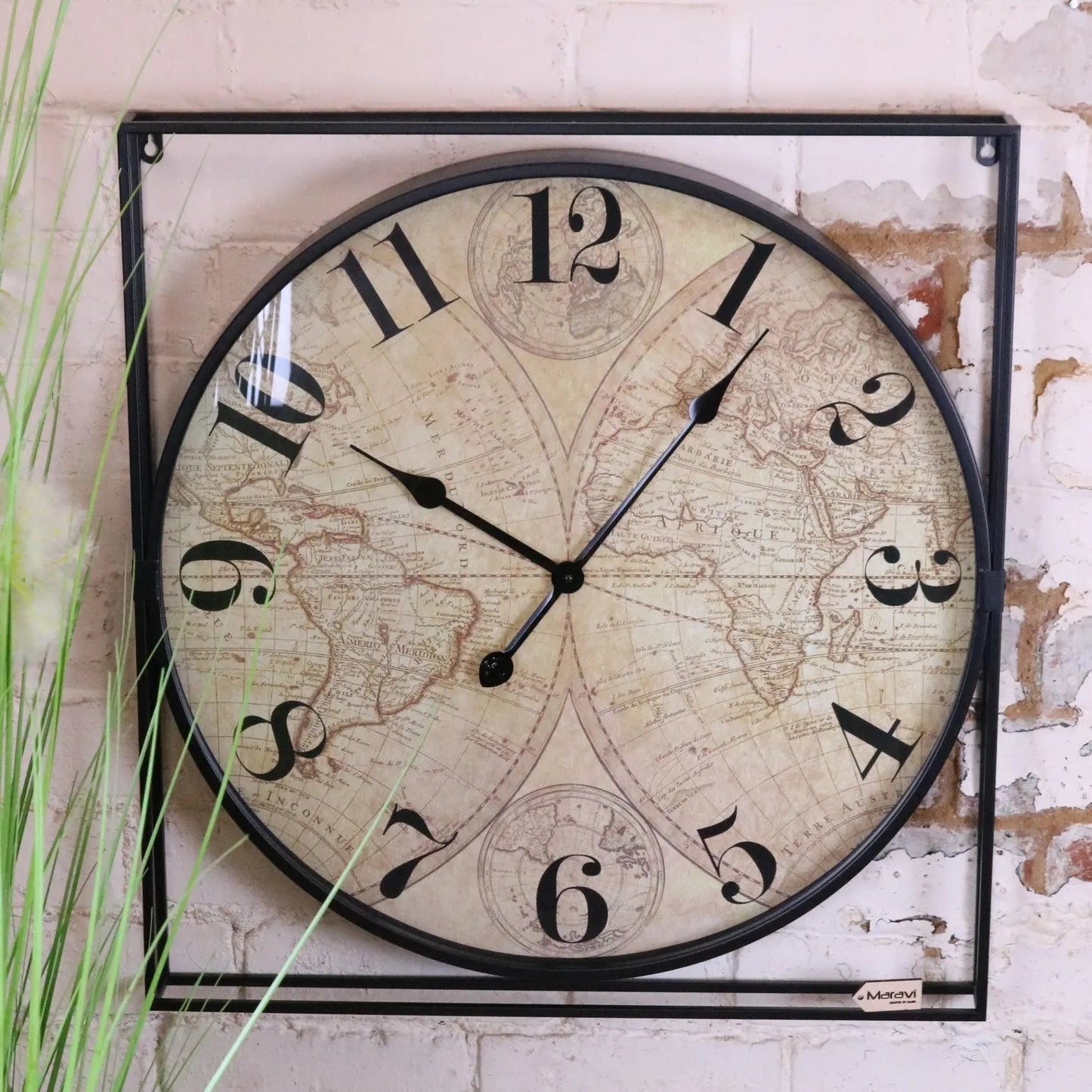 Industrial Style World Map Wall Clock