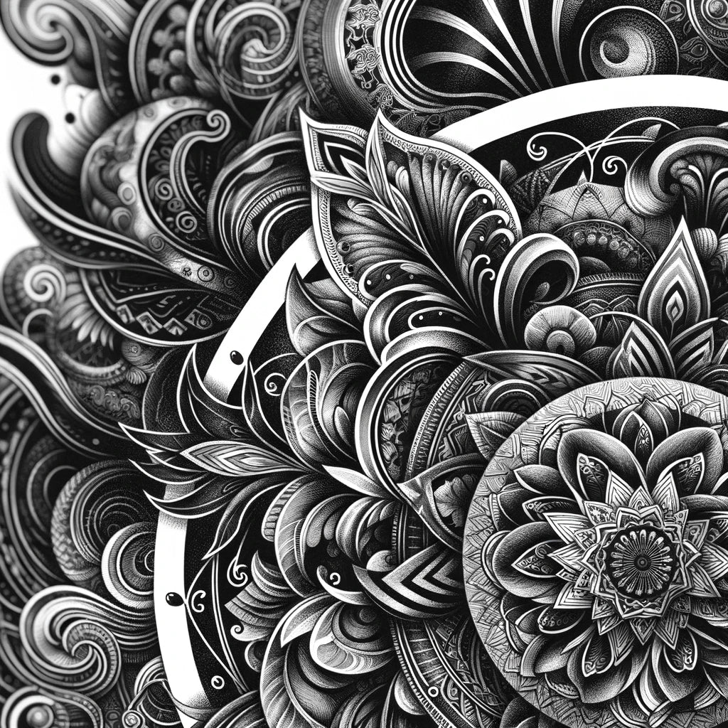 Inked Grace: Silver Line Elegance Cotton Cushion
