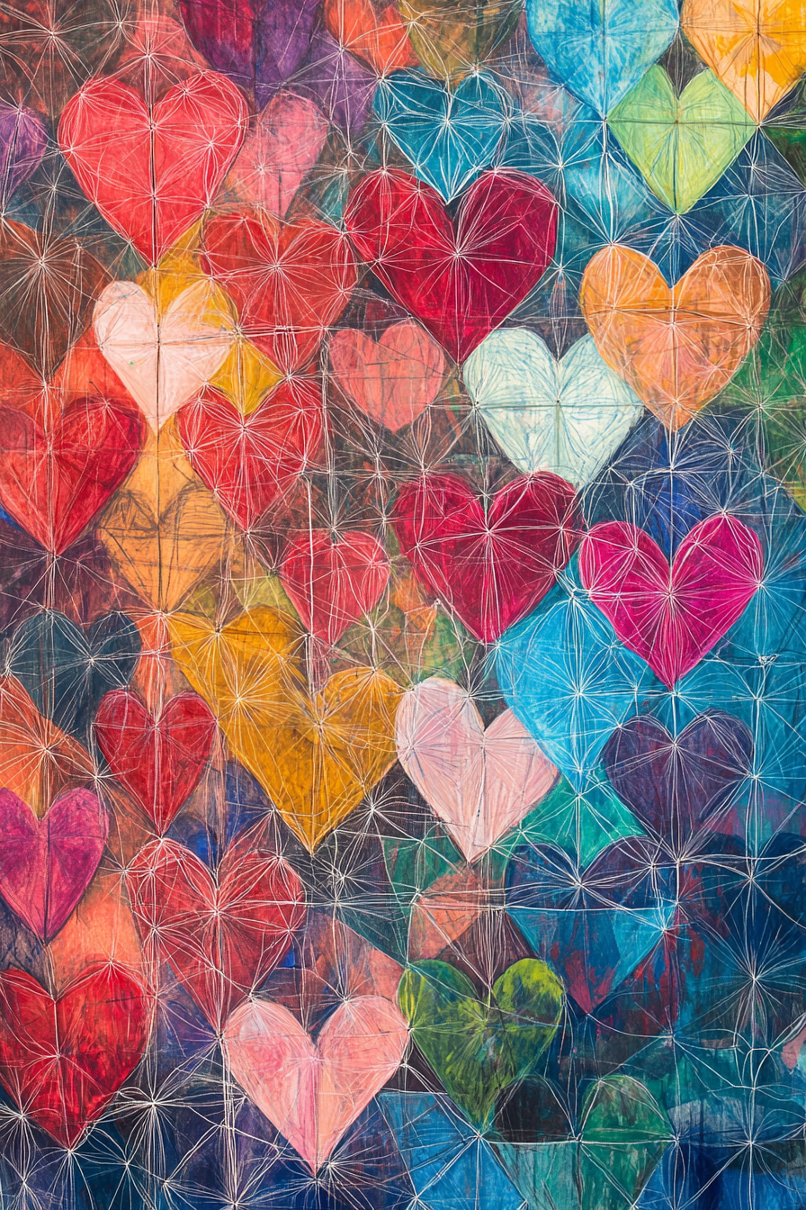 Intertwined Hearts Geometry Canvas