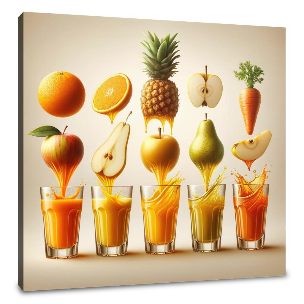 Vibrant Fruit Juice Symphony Canvas