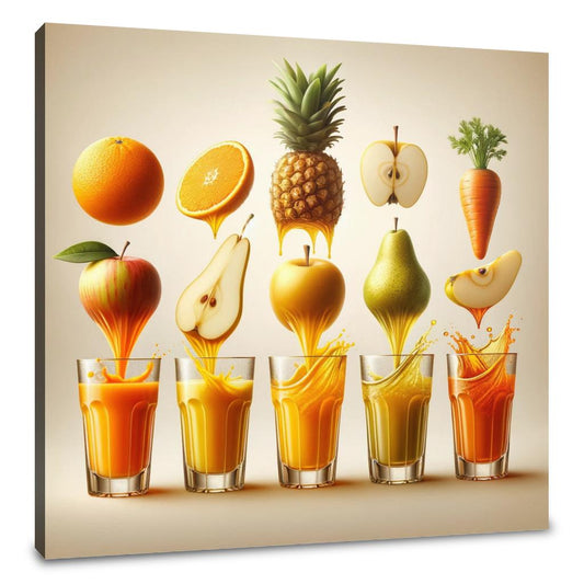 Vibrant Fruit Juice Symphony Canvas
