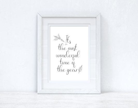 It's The Most Wonderful Time Of The Year Line Work Christmas Seasonal Wall Home Decor Print