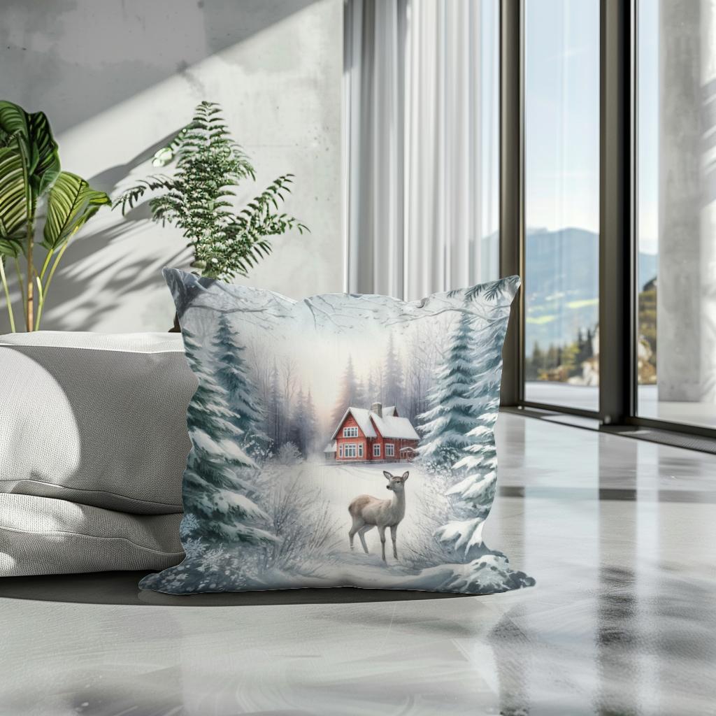 Winter's Gentle Gaze Cotton Cushion