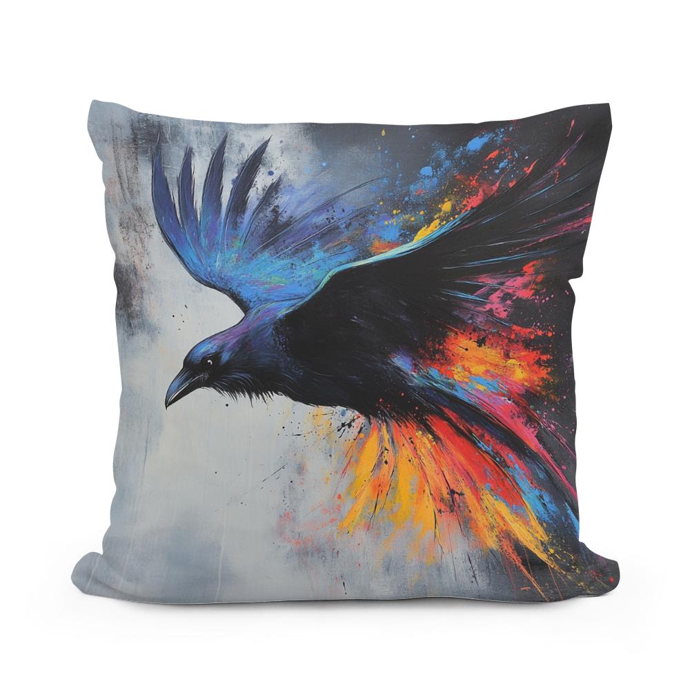 Majestic Raven Dance Cotton Cushion