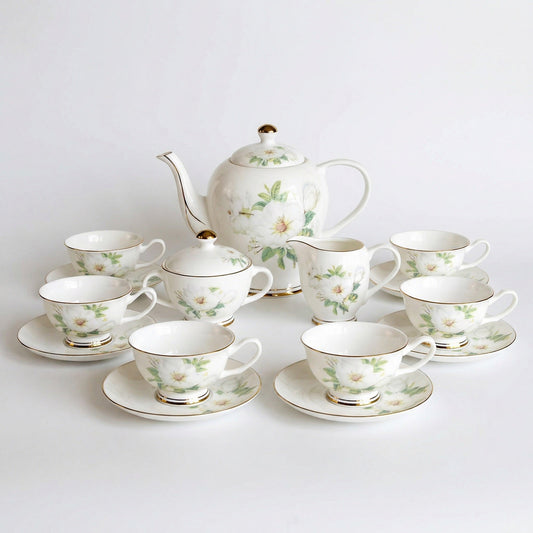 Ivory Camellia Tea Set - Service for 6 (15 Pieces)