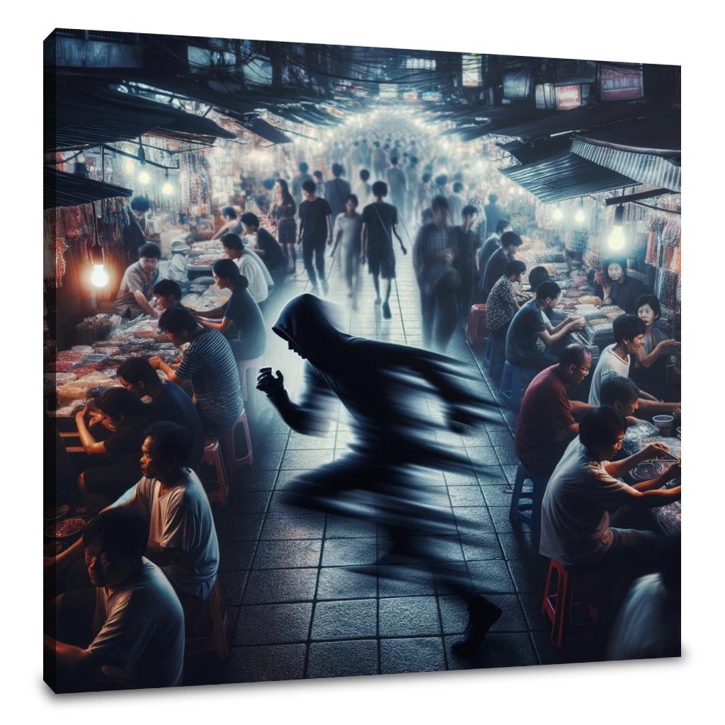 Shadow Thief at the Market Canvas