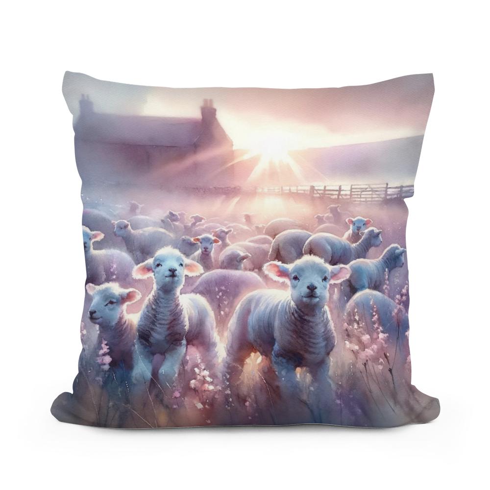 Dawn's Gentle Lambs Cotton Cushion