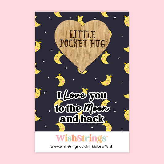 WishStrings Pocket Hug – I Love You to the Moon and Back | Romantic Keepsake Gift | Mini Hug Token | Love You Gift for Partner, Friend or Family