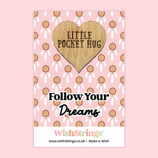Pocket Hug - Follow Your Dreams, Rainbow Design | Inspirational Gift for Luck & Success | Keepsake Token for Sending Hugs & Encouragement