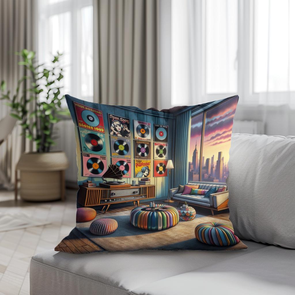 Retro Pop Vinyl Cotton Cushion