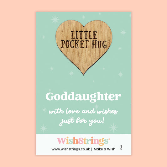 Pocket Hug – Goddaughter | Wooden Heart Keepsake Token | Thoughtful Gift for Goddaughter | Sentimental Little Hug for Birthdays, Christenings & Just Because