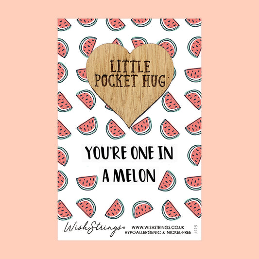 Pocket Hug - You’re One in a Melon, Watermelon Design | Cute Thank You Gift | Keepsake Token for Sending Hugs to Someone Special