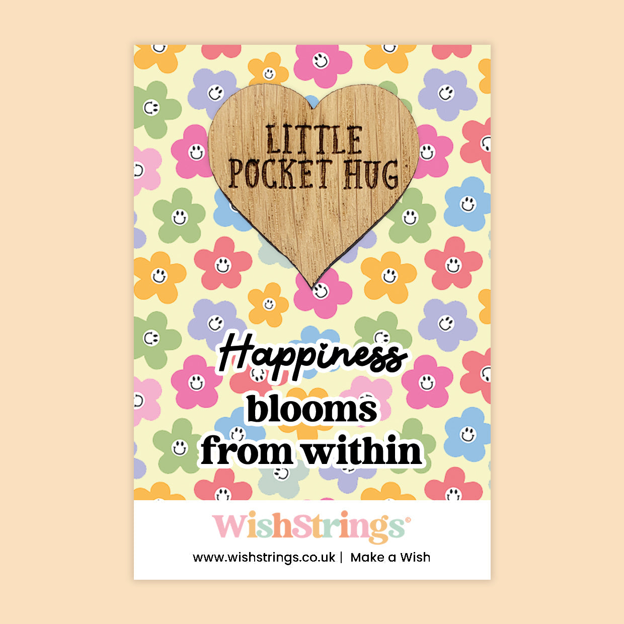 Pocket Hug - Happiness Blooms from Within | Self-Care & Positivity Gift | Keepsake Token for Sending Hugs, Support & Friendship