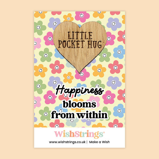 Pocket Hug - Happiness Blooms from Within | Self-Care & Positivity Gift | Keepsake Token for Sending Hugs, Support & Friendship