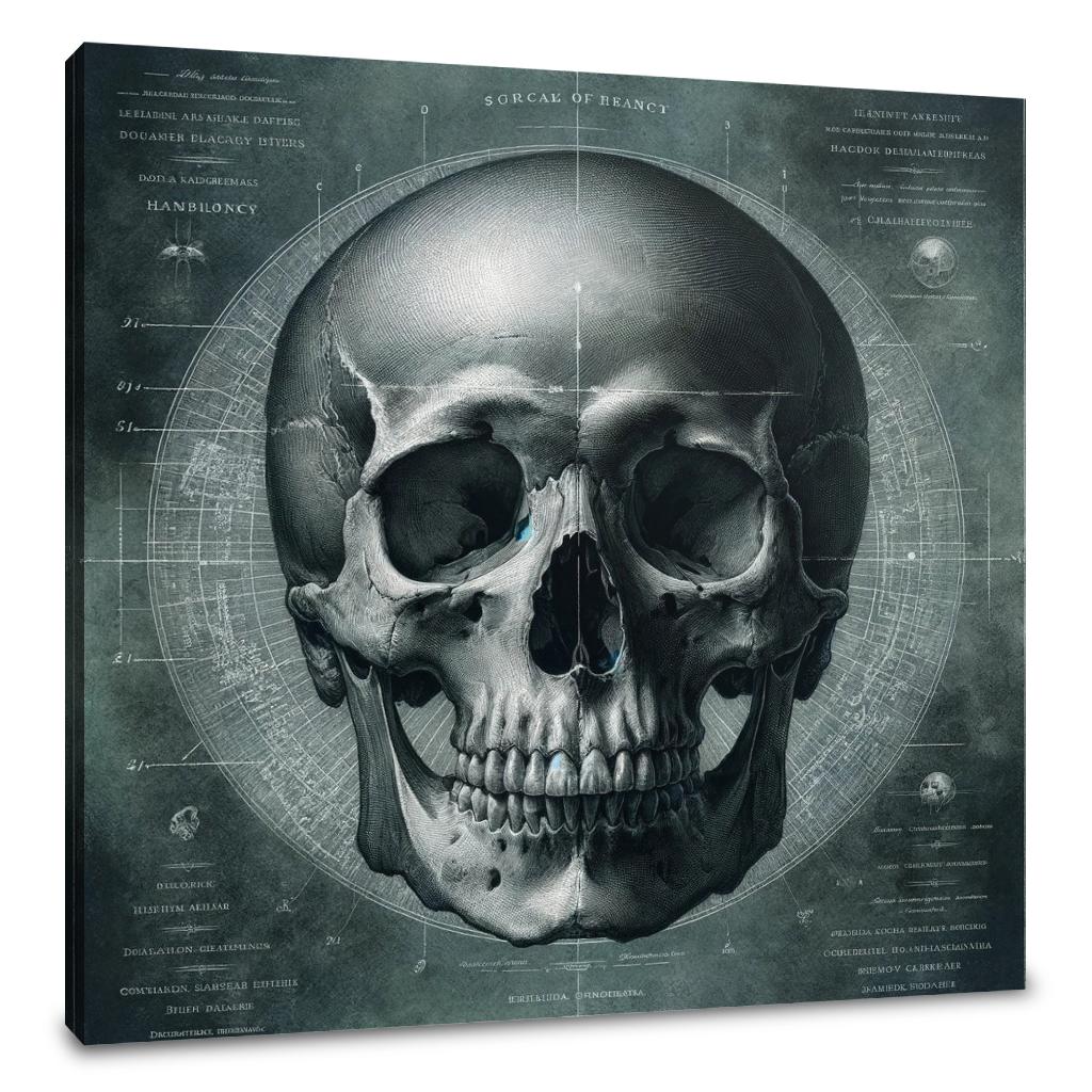 Scientific Illustration Skull Canvas