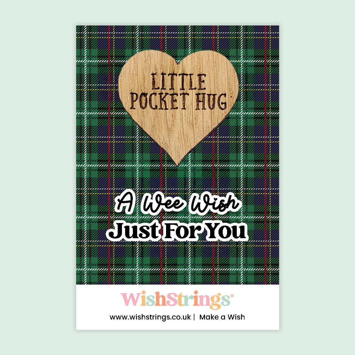 Pocket Hug - A Wee Wish, Just for You | Scottish Tartan Theme Gift | Keepsake Token for Sending Hugs & Thinking of You
