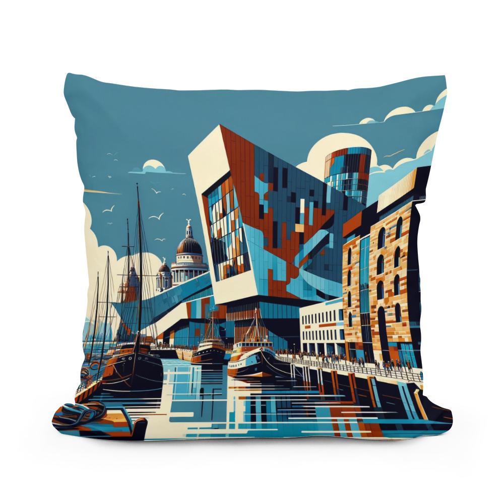Liverpool Merseyside Maritime Modernism Cotton Cushion