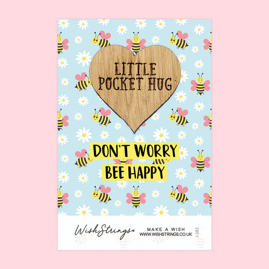 Pocket Hug - Don’t Worry, Bee Happy | Adorable Bee Theme Gift for Positivity & Joy | Keepsake Token for Sending a Hug, Support & Happiness