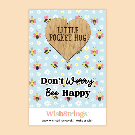 Pocket Hug - Don’t Worry, Bee Happy | Adorable Bee Theme Gift for Positivity & Joy | Keepsake Token for Sending a Hug, Support & Happiness