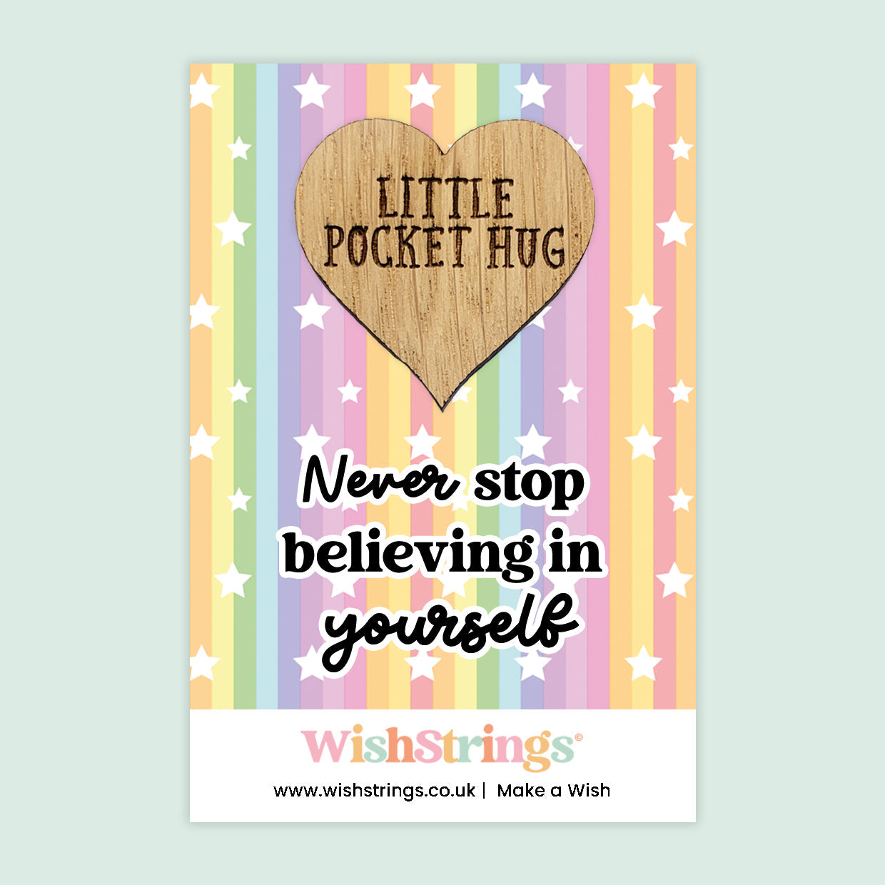 Pocket Hug - Never Stop Believing in Yourself | Luck & Success Gift | Keepsake Token for Encouragement & Motivation