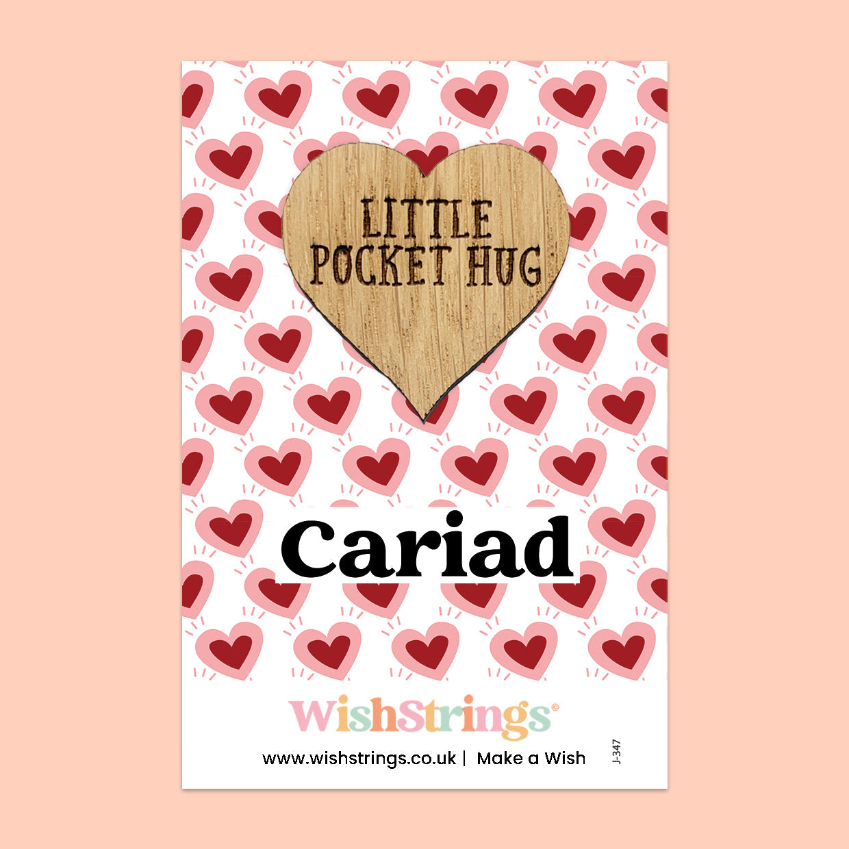 Wishstrings Pocket Hug - Cariad, Welsh Quote Pocket Hug | Thoughtful Welsh Language Gift | Keepsake Token for Sending Hugs & Sharing Love