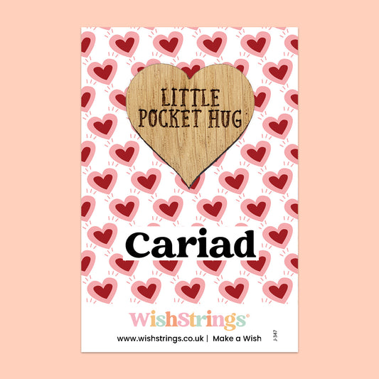 Wishstrings Pocket Hug - Cariad, Welsh Quote Pocket Hug | Thoughtful Welsh Language Gift | Keepsake Token for Sending Hugs & Sharing Love