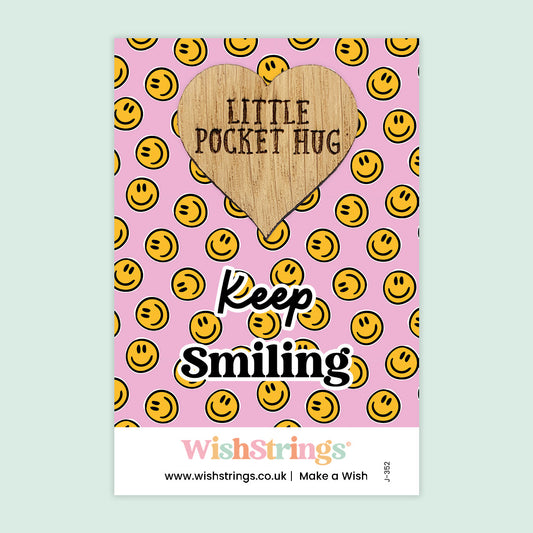 Pocket Hug - Keep Smiling | Uplifting Gift for Positivity & Support | Keepsake Token for Sending Hugs, Love & a Thoughtful Pick-Me-Up