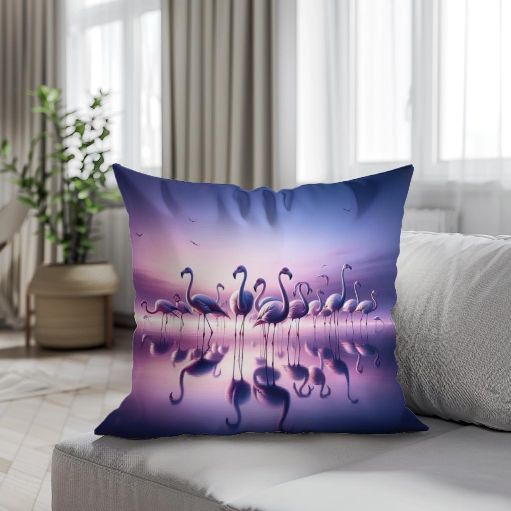 Twilight Flamingo Cotton Cushion