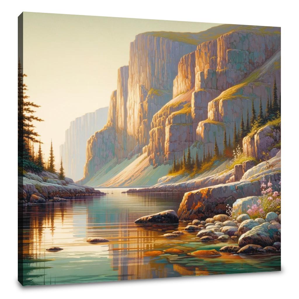 Cliffside Waterfall Serenity Canvas