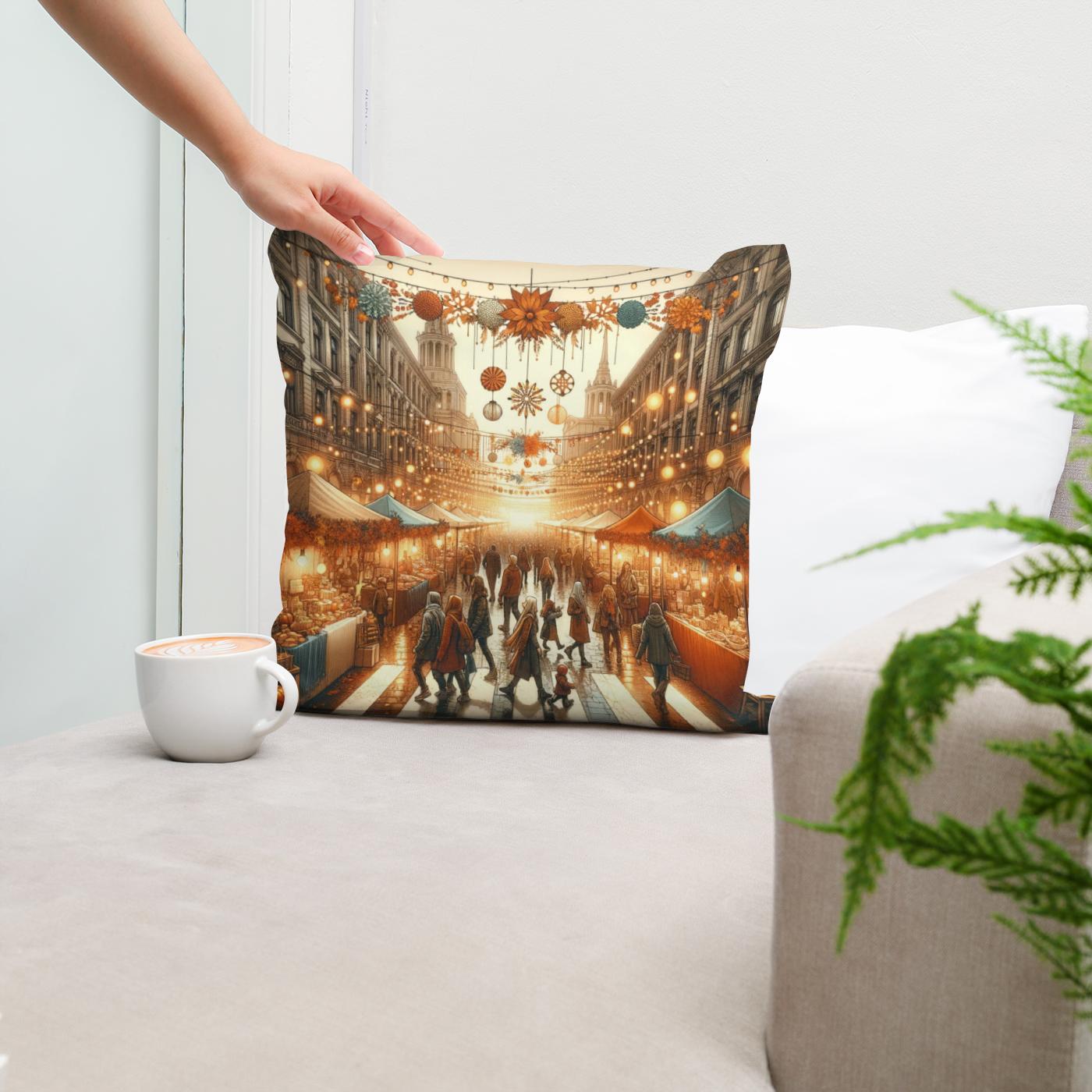 Autumn Festival Street Cotton Cushion