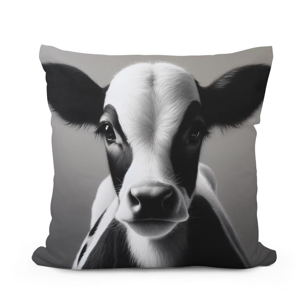 Monochromatic Serenity Cow Cotton Cushion