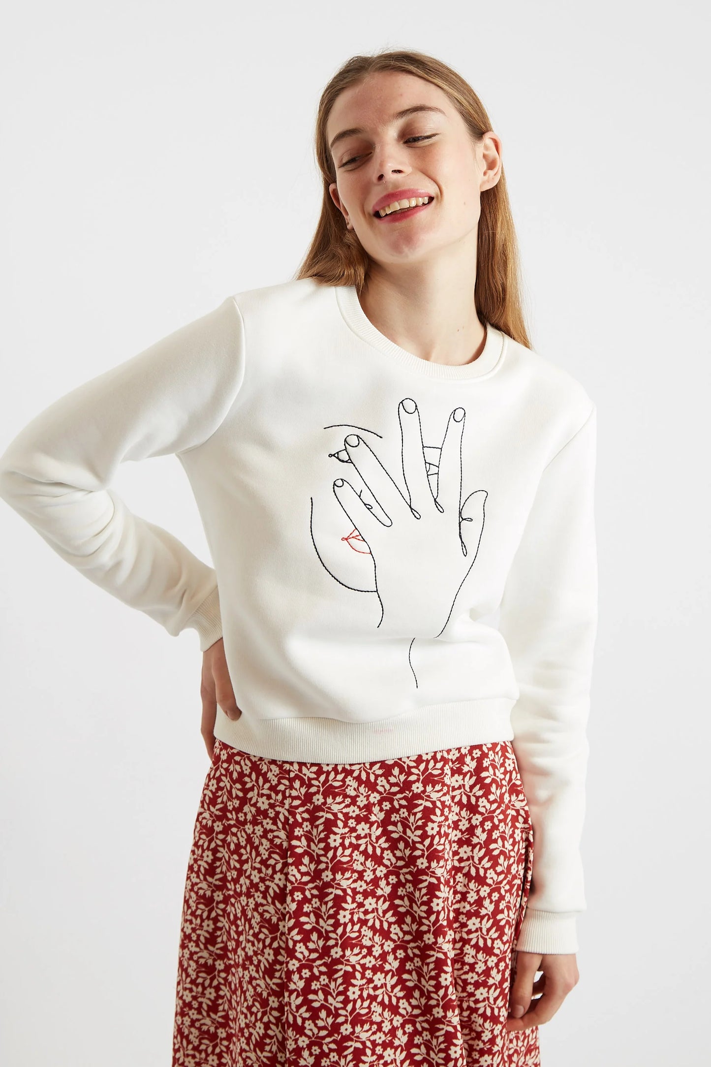Jan Hand Embroidered Sweatshirt - Off White