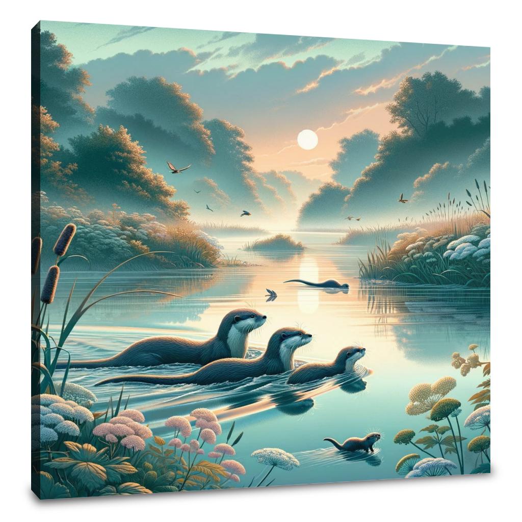Dawn Otters Canvas