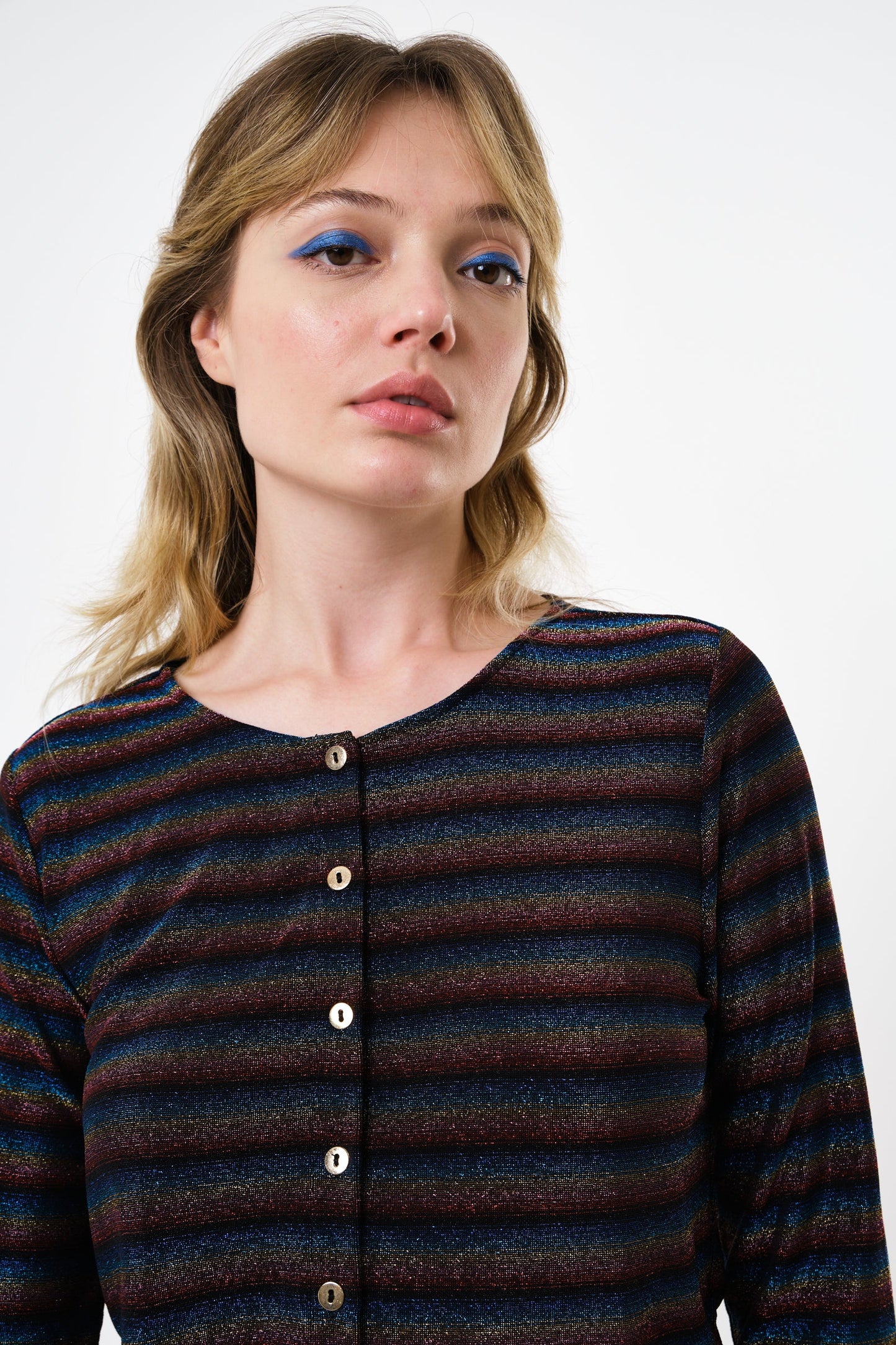 Jayda Sparkle Stripe Cardigan - Gold