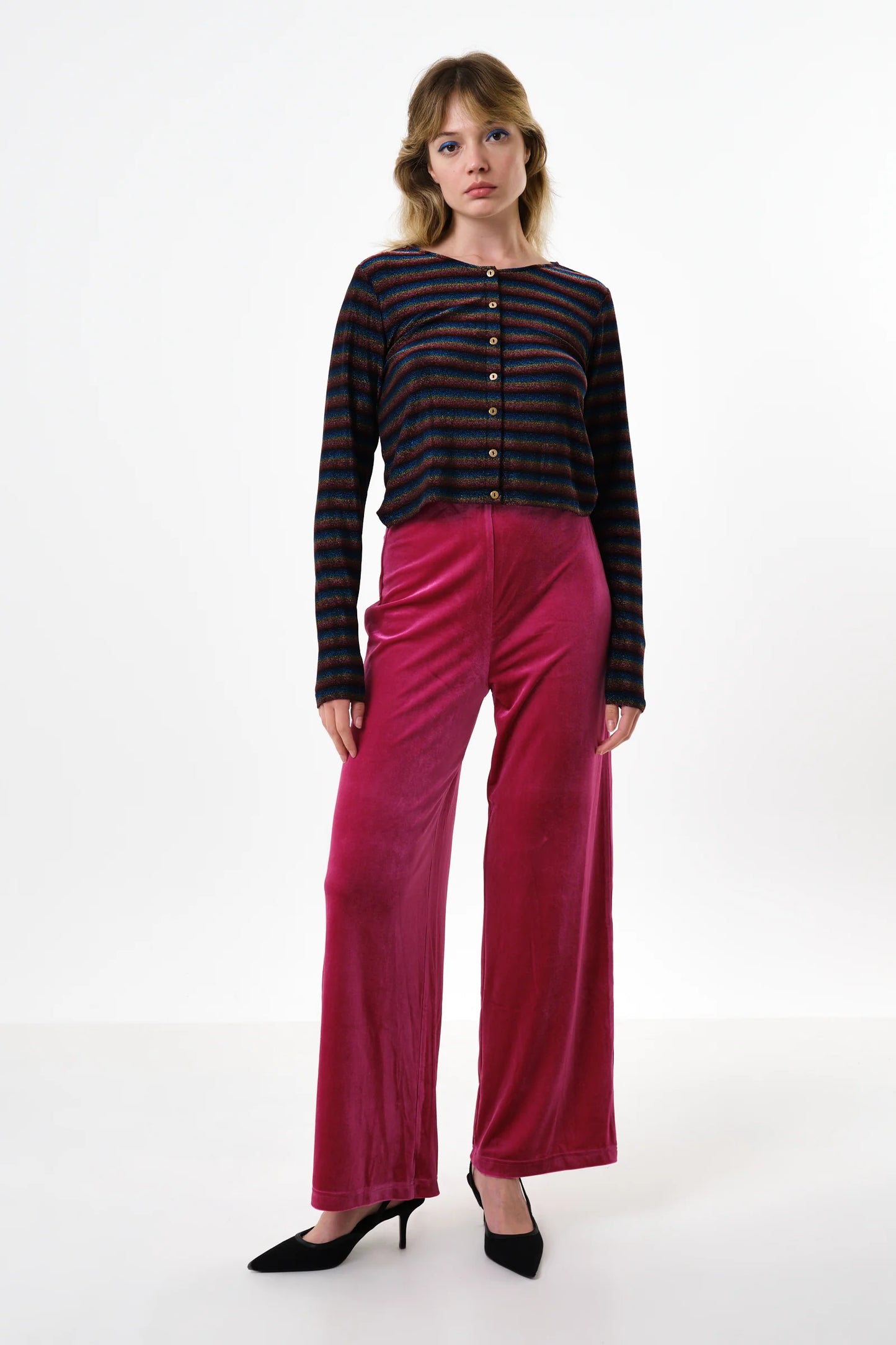 Jayda Sparkle Stripe Cardigan - Gold