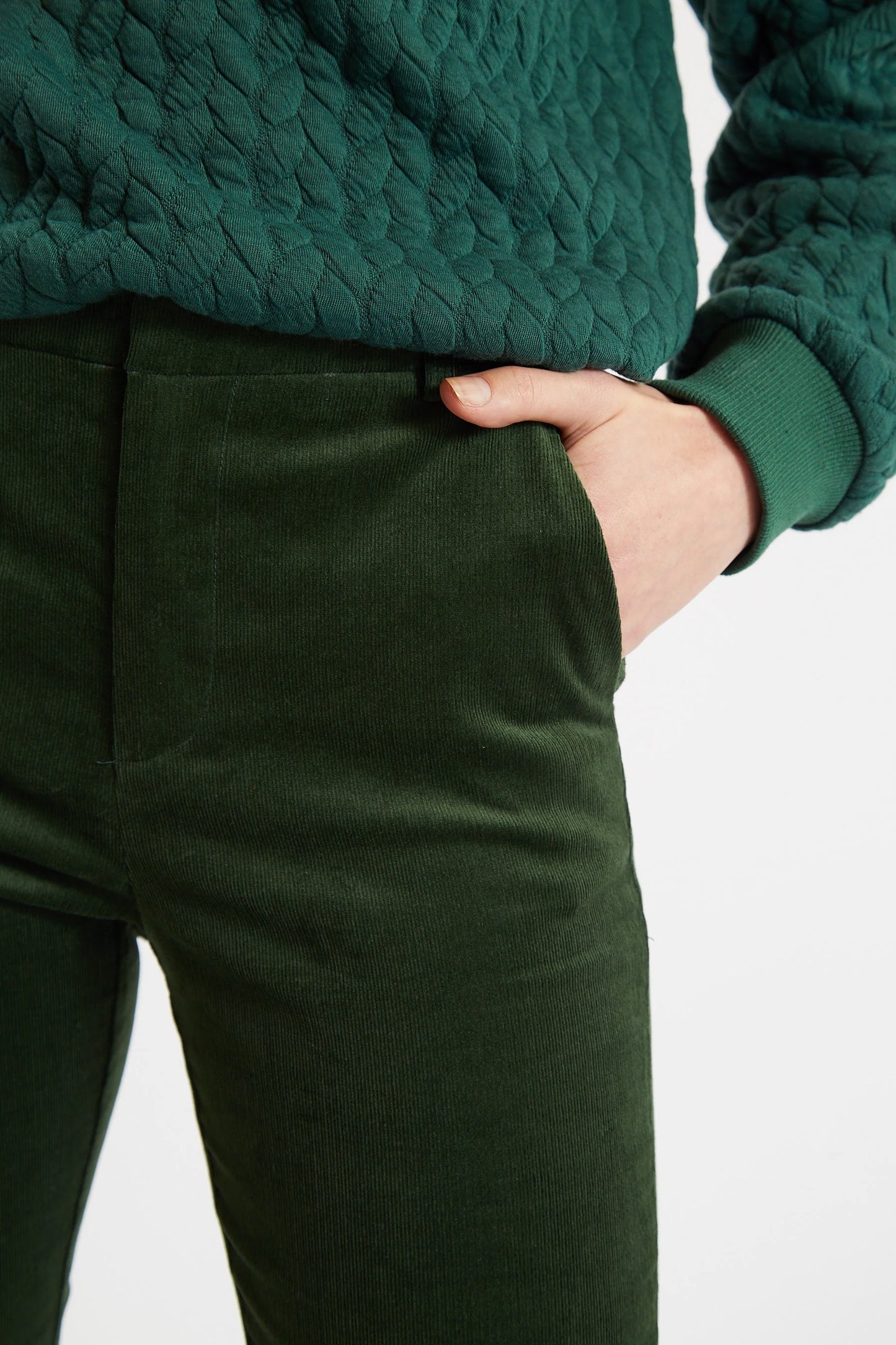 Jayelyn Babycord Flared Trouser - Forest Green