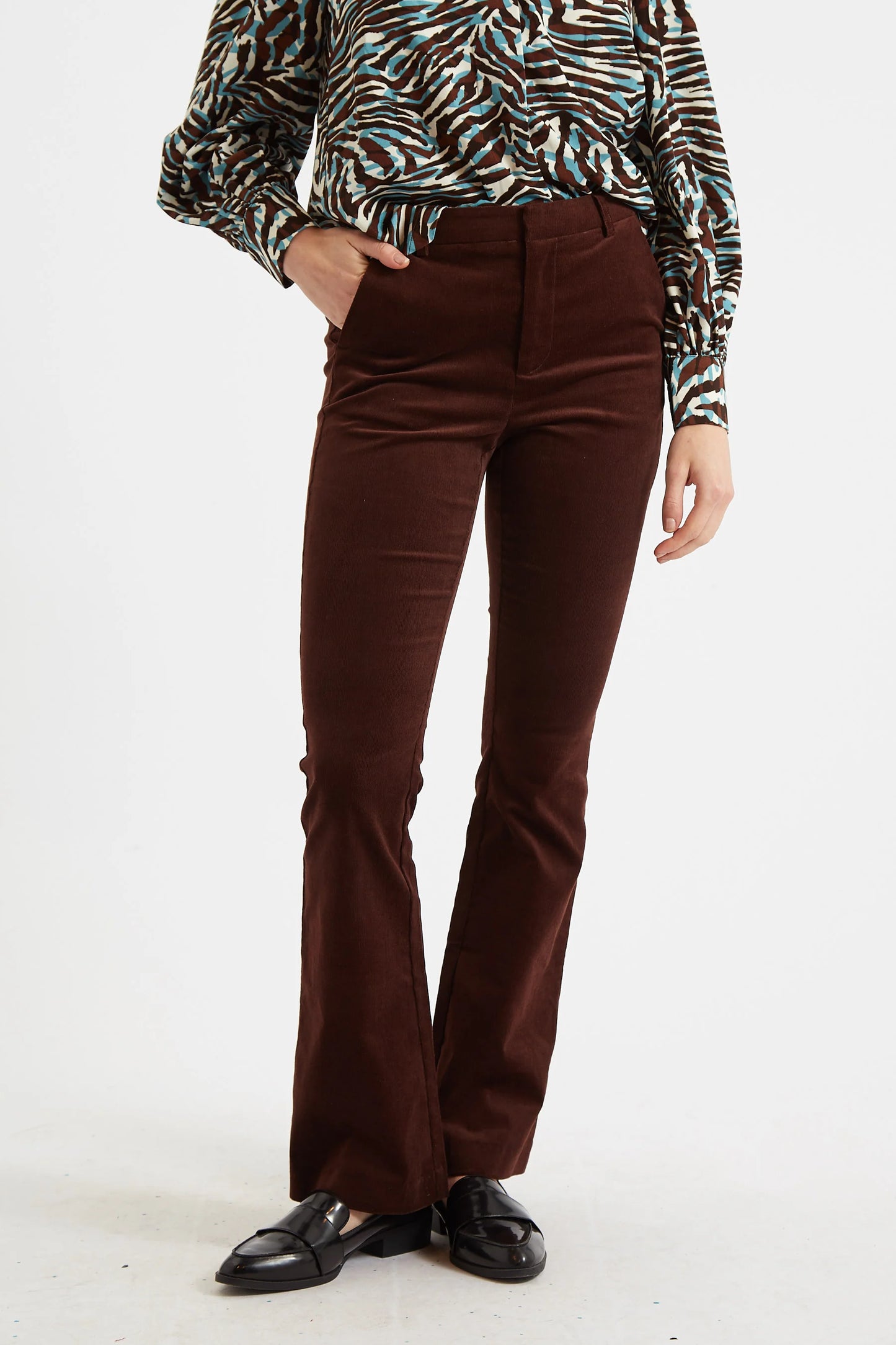 Jayelyn Baby cord Flared Trousers - Chocolate