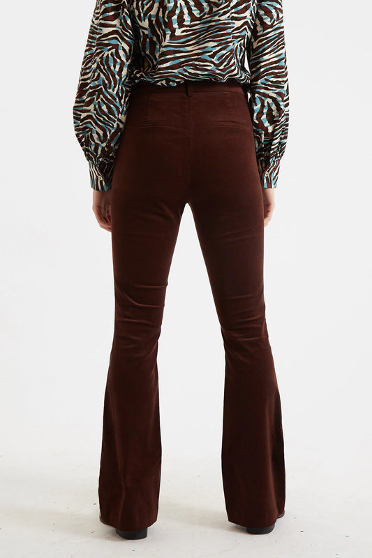 Jayelyn Baby cord Flared Trousers - Chocolate